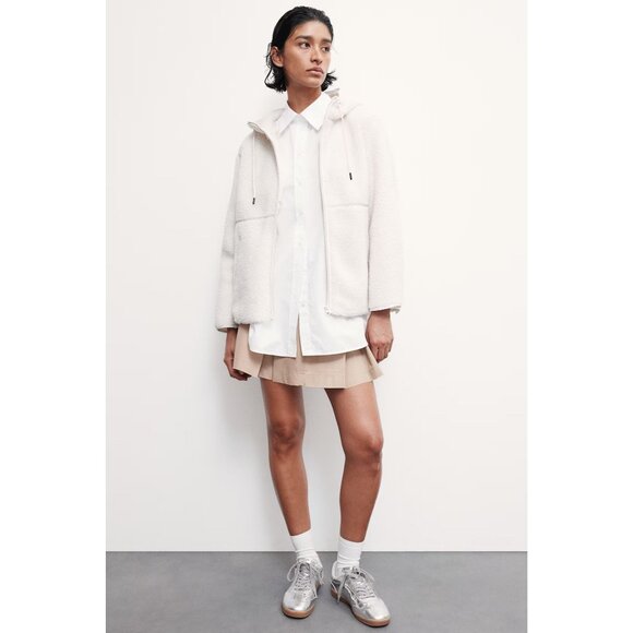 H&M White Teddy Fleece Hoodie Jacket - Picture 2 of 8